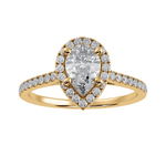 Load image into Gallery viewer, 70-Pointer Pear Cut Solitaire Halo Diamond Shank 18K Yellow Gold Ring JL AU 1292Y-B   Jewelove.US
