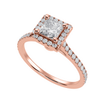 Load image into Gallery viewer, 50-Pointer Princess Cut Solitaire Halo Diamond Shank 18K Rose Gold Ring JL AU 1293R-A   Jewelove.US
