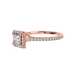 Load image into Gallery viewer, 50-Pointer Princess Cut Solitaire Halo Diamond Shank 18K Rose Gold Ring JL AU 1293R-A   Jewelove.US
