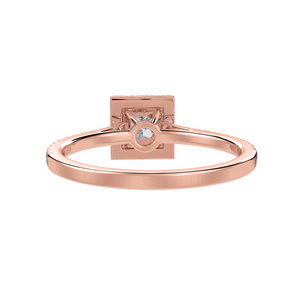 50-Pointer Princess Cut Solitaire Halo Diamond Shank 18K Rose Gold Ring JL AU 1293R-A   Jewelove.US