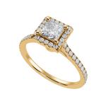 Load image into Gallery viewer, 50-Pointer Princess Cut Solitaire Halo Diamond Shank 18K Yellow Gold Ring JL AU 1293Y-A   Jewelove.US
