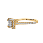 Load image into Gallery viewer, 50-Pointer Princess Cut Solitaire Halo Diamond Shank 18K Yellow Gold Ring JL AU 1293Y-A   Jewelove.US
