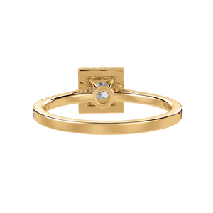 50-Pointer Princess Cut Solitaire Halo Diamond Shank 18K Yellow Gold Ring JL AU 1293Y-A   Jewelove.US