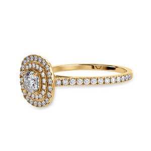50-Pointer Cushion Cut Solitaire Halo Double Diamond Shank 18K Yellow Gold Ring JL AU 1295Y-A   Jewelove.US