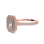 Load image into Gallery viewer, 50-Pointer Emerald Cut Solitaire Double Halo Diamond Shank 18K Rose Gold Ring JL AU 1296R-A   Jewelove.US
