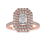 Load image into Gallery viewer, 30-Pointer Emerald Cut Solitaire Double Halo Diamond Shank 18K Rose Gold Ring JL AU 1296R   Jewelove.US
