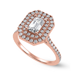 Load image into Gallery viewer, 70-Pointer Emerald Cut Solitaire Double Halo Diamond Shank 18K Rose Gold Ring JL AU 1296R-B   Jewelove.US
