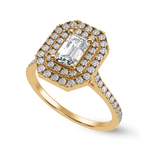 Load image into Gallery viewer, 70-Pointer Emerald Cut Solitaire Double Halo Diamond Shank 18K Yellow Gold Ring JL AU 1296Y-B   Jewelove.US
