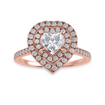 Load image into Gallery viewer, 70-Pointer Heart Cut Solitaire Double Halo Diamond Shank 18K Rose Gold Ring JL AU 1297R-B   Jewelove.US
