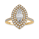 Load image into Gallery viewer, 70-Pointer Marquise Cut Solitaire Double Halo Diamond Shank 18K Yellow Gold Ring JL AU 1298Y-B   Jewelove.US
