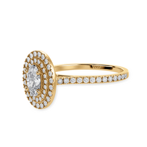 70-Pointer Oval Cut Solitaire Double Halo Diamond Shank 18K Yellow Gold Ring JL AU 1299Y-B   Jewelove.US