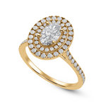 Load image into Gallery viewer, 70-Pointer Oval Cut Solitaire Double Halo Diamond Shank 18K Yellow Gold Ring JL AU 1299Y-B   Jewelove.US
