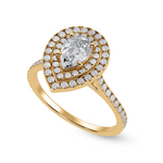 Load image into Gallery viewer, 50-Pointer Pear Cut Solitaire Double Halo Diamond Shank 18K Yellow Gold Ring JL AU 1300Y-A   Jewelove.US
