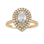 Load image into Gallery viewer, 70-Pointer Pear Cut Solitaire Double Halo Diamond Shank 18K Yellow Gold Ring JL AU 1300Y-B   Jewelove.US
