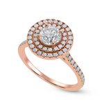 Load image into Gallery viewer, 50-Pointer Solitaire Double Halo Diamond Shank 18K Rose Gold Ring JL AU 1302R-A   Jewelove.US
