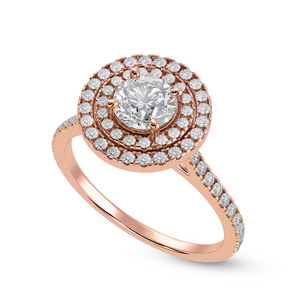 50-Pointer Solitaire Double Halo Diamond Shank 18K Rose Gold Ring JL AU 1302R-A   Jewelove.US