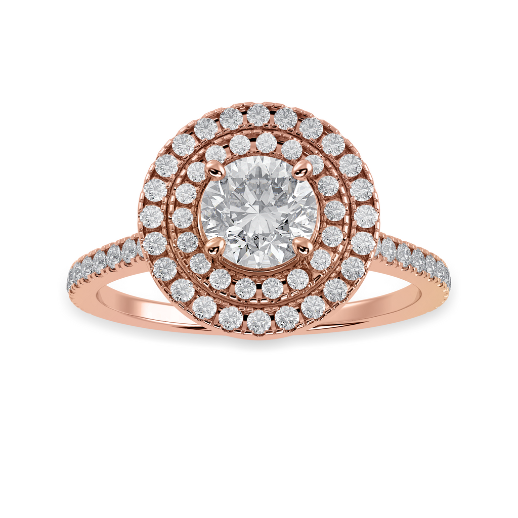 70-Pointer Solitaire Double Halo Diamond Shank 18K Rose Gold Ring JL AU 1302R-B   Jewelove.US