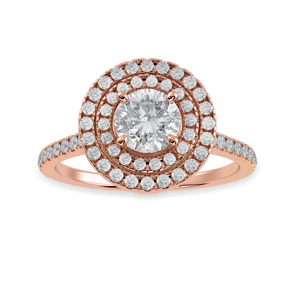 1-Carat Solitaire Double Halo Diamond Shank 18K Rose Gold Ring JL AU 1302R-C   Jewelove.US