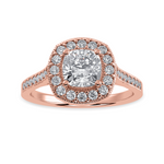 Load image into Gallery viewer, 30-Pointer Cushion Cut Solitaire Halo Diamond Shank 18K Rose Gold Ring JL AU 1303R   Jewelove.US
