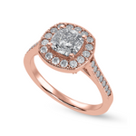 Load image into Gallery viewer, 50-Pointer Cushion Cut Solitaire Halo Diamond Shank 18K Rose Gold Ring JL AU 1303R-A   Jewelove.US
