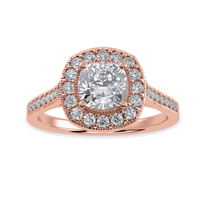 70-Pointer Cushion Cut Solitaire Halo Diamond Shank 18K Rose Gold Ring JL AU 1303R-B   Jewelove.US