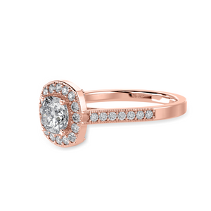 70-Pointer Cushion Cut Solitaire Halo Diamond Shank 18K Rose Gold Ring JL AU 1303R-B   Jewelove.US