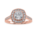 Load image into Gallery viewer, 50-Pointer Cushion Cut Solitaire Halo Diamond Shank 18K Rose Gold Ring JL AU 1303R-A   Jewelove.US
