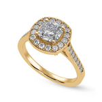 Load image into Gallery viewer, 70-Pointer Cushion Cut Solitaire Halo Diamond Shank 18K Yellow Gold Ring JL AU 1303Y-B   Jewelove.US
