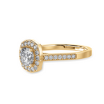 Load image into Gallery viewer, 70-Pointer Cushion Cut Solitaire Halo Diamond Shank 18K Yellow Gold Ring JL AU 1303Y-B   Jewelove.US

