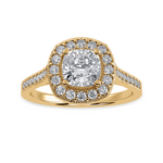 Load image into Gallery viewer, 70-Pointer Cushion Cut Solitaire Halo Diamond Shank 18K Yellow Gold Ring JL AU 1303Y-B   Jewelove.US
