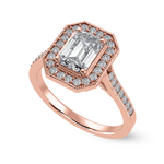 Load image into Gallery viewer, 70-Pointer Emerald Cut Solitaire Halo Diamond Shank 18K Rose Gold Ring JL AU 1304R-B   Jewelove.US
