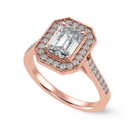 Load image into Gallery viewer, 50-Pointer Emerald Cut Solitaire Halo Diamond Shank 18K Rose Gold Ring JL AU 1304R-A   Jewelove.US
