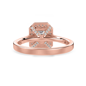 70-Pointer Emerald Cut Solitaire Halo Diamond Shank 18K Rose Gold Ring JL AU 1304R-B   Jewelove.US