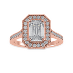 Load image into Gallery viewer, 50-Pointer Emerald Cut Solitaire Halo Diamond Shank 18K Rose Gold Ring JL AU 1304R-A   Jewelove.US
