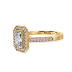 Load image into Gallery viewer, 50-Pointer Emerald Cut Solitaire Halo Diamond Shank 18K Yellow Gold Ring JL AU 1304Y-A   Jewelove.US
