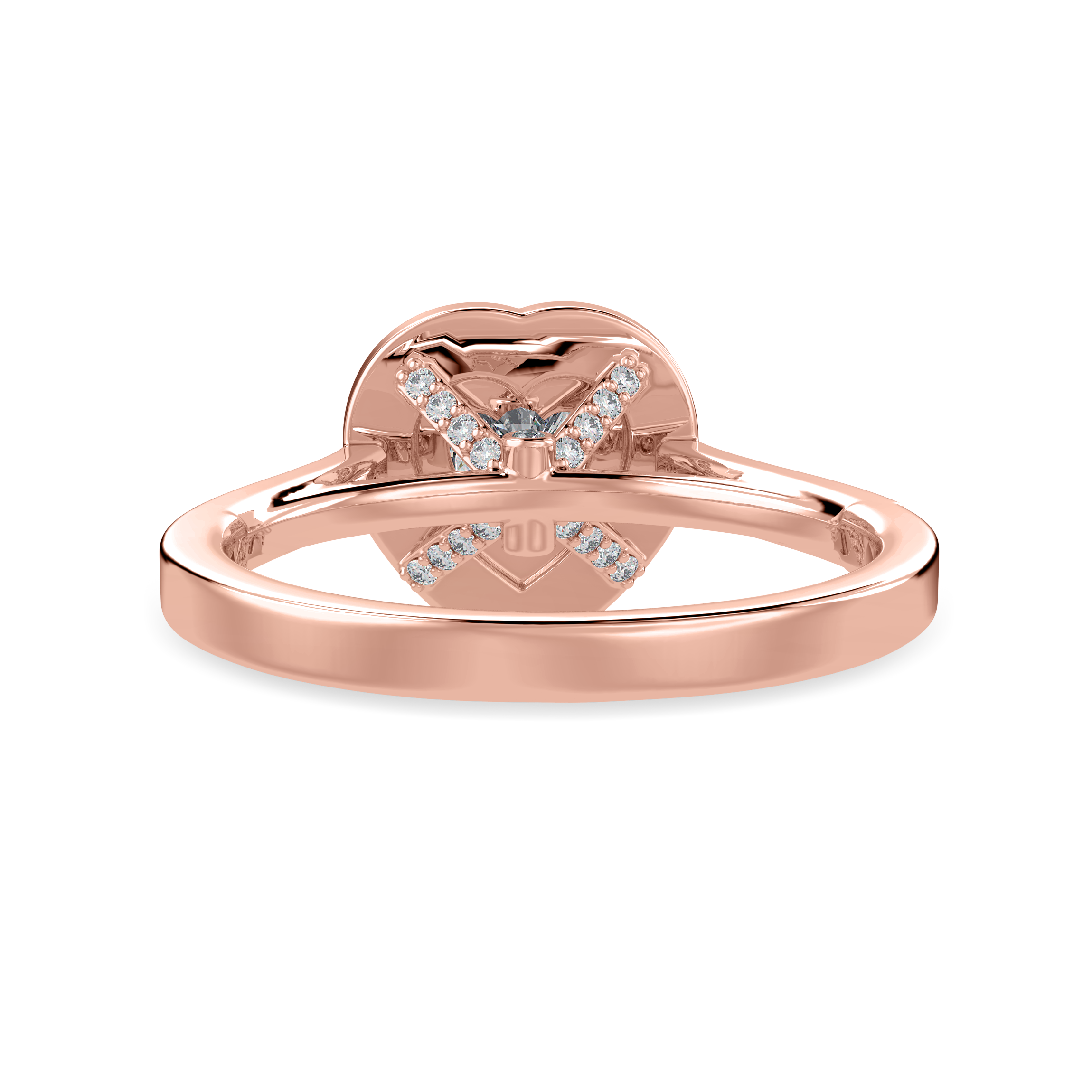 70-Pointer Heart Cut Solitaire Halo Diamond Shank 18K Rose Gold Ring JL AU 1305R-B   Jewelove.US