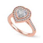 Load image into Gallery viewer, 70-Pointer Heart Cut Solitaire Halo Diamond Shank 18K Rose Gold Ring JL AU 1305R-B   Jewelove.US
