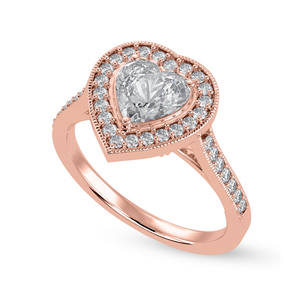 70-Pointer Heart Cut Solitaire Halo Diamond Shank 18K Rose Gold Ring JL AU 1305R-B   Jewelove.US