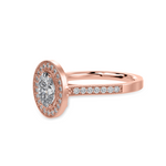 Load image into Gallery viewer, 70-Pointer Oval Cut Solitaire Halo Diamond Shank 18K Rose Gold Ring JL AU 1325R-B   Jewelove.US

