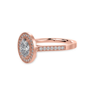 70-Pointer Oval Cut Solitaire Halo Diamond Shank 18K Rose Gold Ring JL AU 1325R-B   Jewelove.US