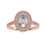 Load image into Gallery viewer, 70-Pointer Oval Cut Solitaire Halo Diamond Shank 18K Rose Gold Ring JL AU 1325R-B   Jewelove.US
