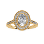 Load image into Gallery viewer, 70-Pointer Oval Cut Solitaire Halo Diamond Shank 18K Yellow Gold Ring JL AU 1325Y-B   Jewelove.US
