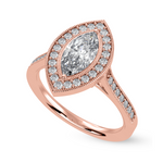 Load image into Gallery viewer, 70-Pointer Marquise Cut Solitaire Halo Diamond Shank 18K Rose Gold Ring JL AU 1326R-B   Jewelove.US
