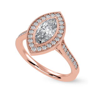 70-Pointer Marquise Cut Solitaire Halo Diamond Shank 18K Rose Gold Ring JL AU 1326R-B   Jewelove.US
