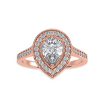 Load image into Gallery viewer, 50-Pointer Pear Cut Solitaire Halo Diamond Shank 18K Rose Gold Ring JL AU 1327R-A   Jewelove.US
