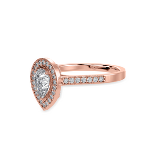 70-Pointer Pear Cut Solitaire Halo Diamond Shank 18K Rose Gold Ring JL AU 1327R-B   Jewelove.US