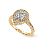 Load image into Gallery viewer, 50-Pointer Pear Cut Solitaire Halo Diamond Shank 18K Yellow Gold Ring JL AU 1327Y-A   Jewelove.US
