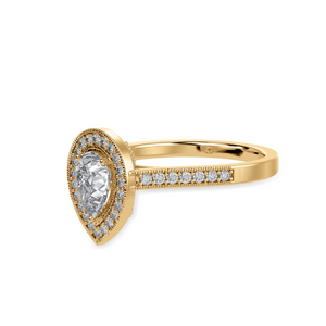 50-Pointer Pear Cut Solitaire Halo Diamond Shank 18K Yellow Gold Ring JL AU 1327Y-A   Jewelove.US