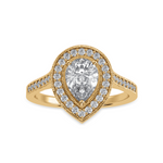 Load image into Gallery viewer, 70-Pointer Pear Cut Solitaire Halo Diamond Shank 18K Yellow Gold Ring JL AU 1327Y-B   Jewelove.US
