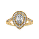 Load image into Gallery viewer, 50-Pointer Pear Cut Solitaire Halo Diamond Shank 18K Yellow Gold Ring JL AU 1327Y-A   Jewelove.US
